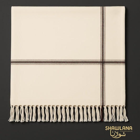 Shawlana Off-White Wool Shawl — Classic Edition