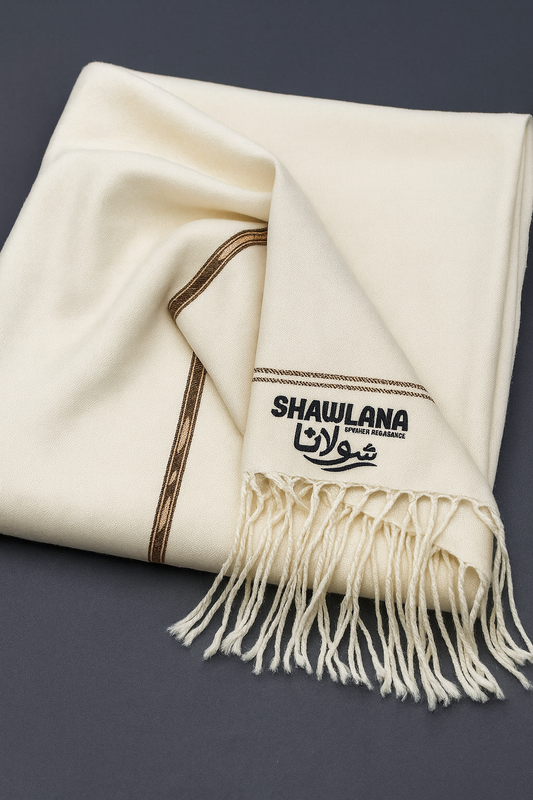 Shawlana Off-White Wool Shawl — Classic Edition