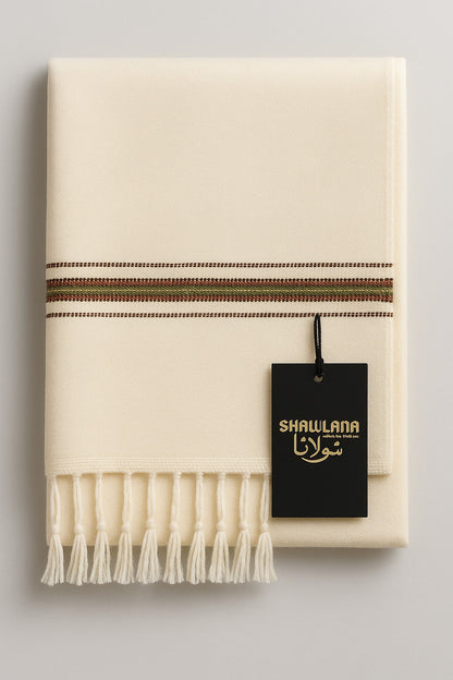 Shawlana Off-White Wool Shawl — Classic Edition