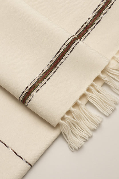 Shawlana Off-White Wool Shawl — Classic Edition