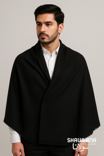 Shawlana Black Wool Shawl — Prestige Edition